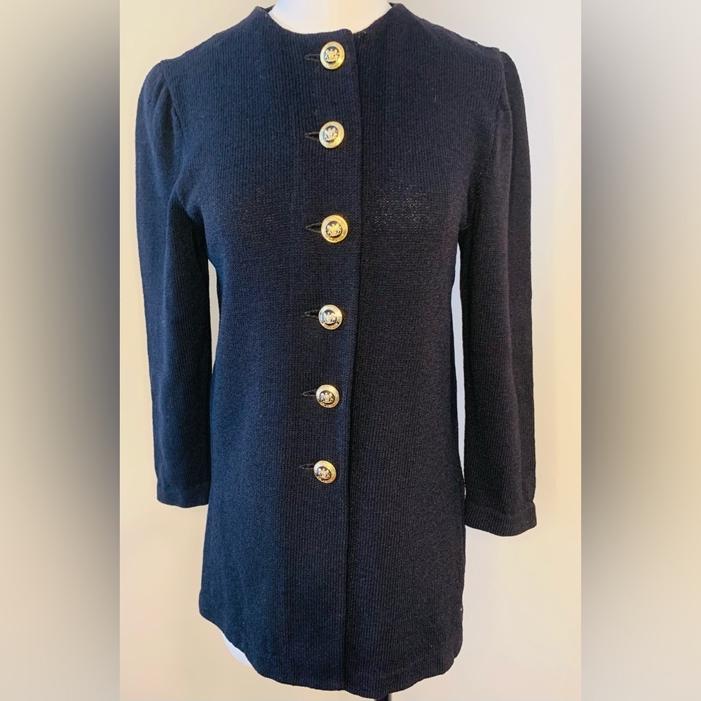 St. John Knit Basic Black Button Front Jacket in … - image 3